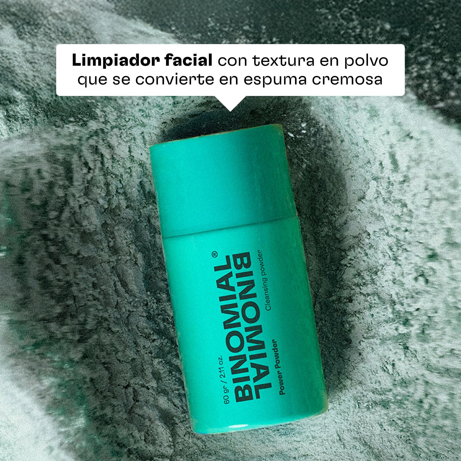 BINOMIAL - Power Powder | Limpiador Facial en Polvo | Limpieza Facial Profunda e Hidratante | con Antioxidantes Naturales y Activos Postbióticos | Skincare | 60gr
