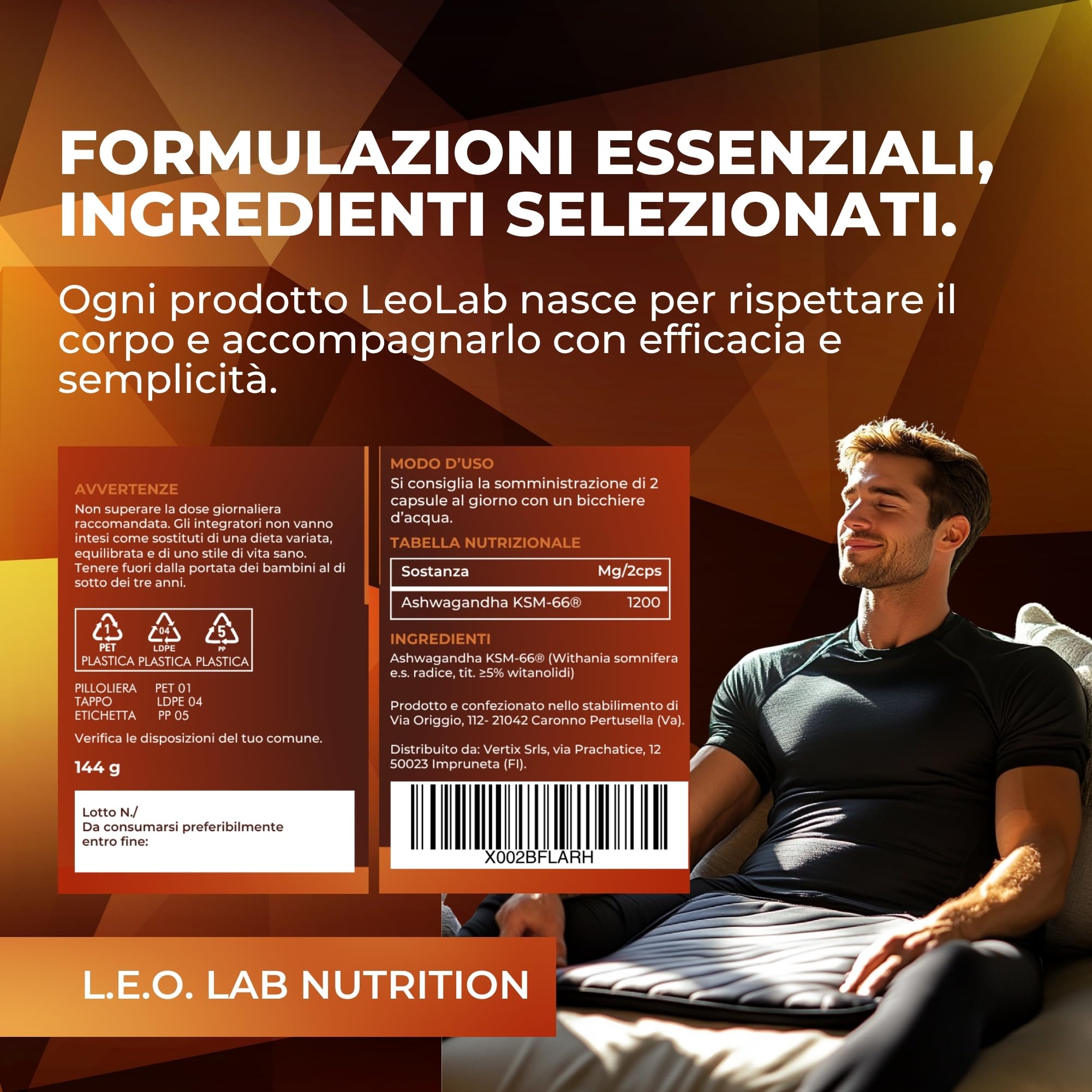 Ashwagandha KSM-66® 1200 mg Pura – 240 Capsule Vegane – Estratto da Radice ≥5% Witanolidi per Stress, Energia, Concentrazione e Benessere Psicofisico