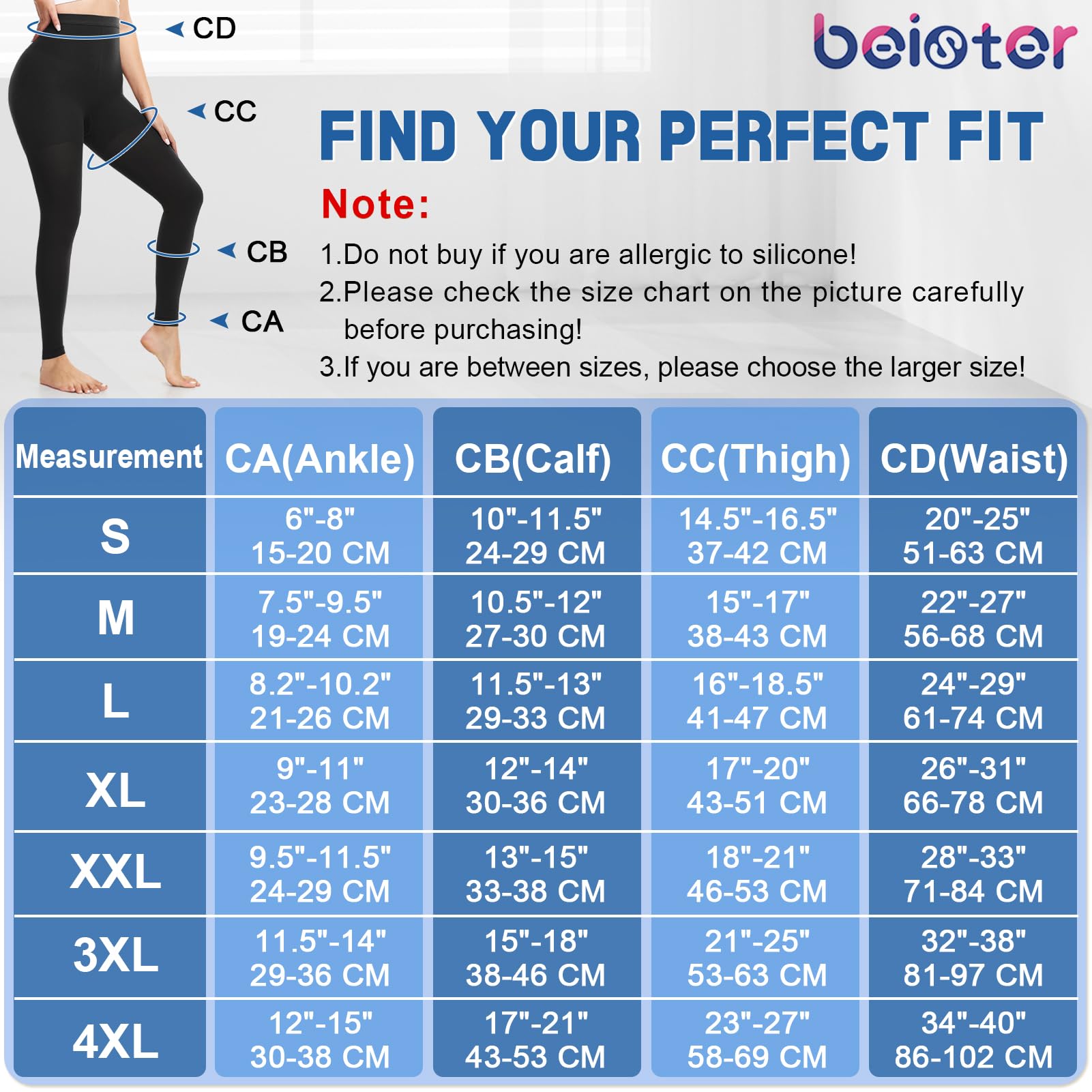 Beister Collant a compressione medica, per donne e uomini, 15-20 mmHg, collant a compressione graduata, opachi, ad alto supporto, per edema, affaticamento delle gambe