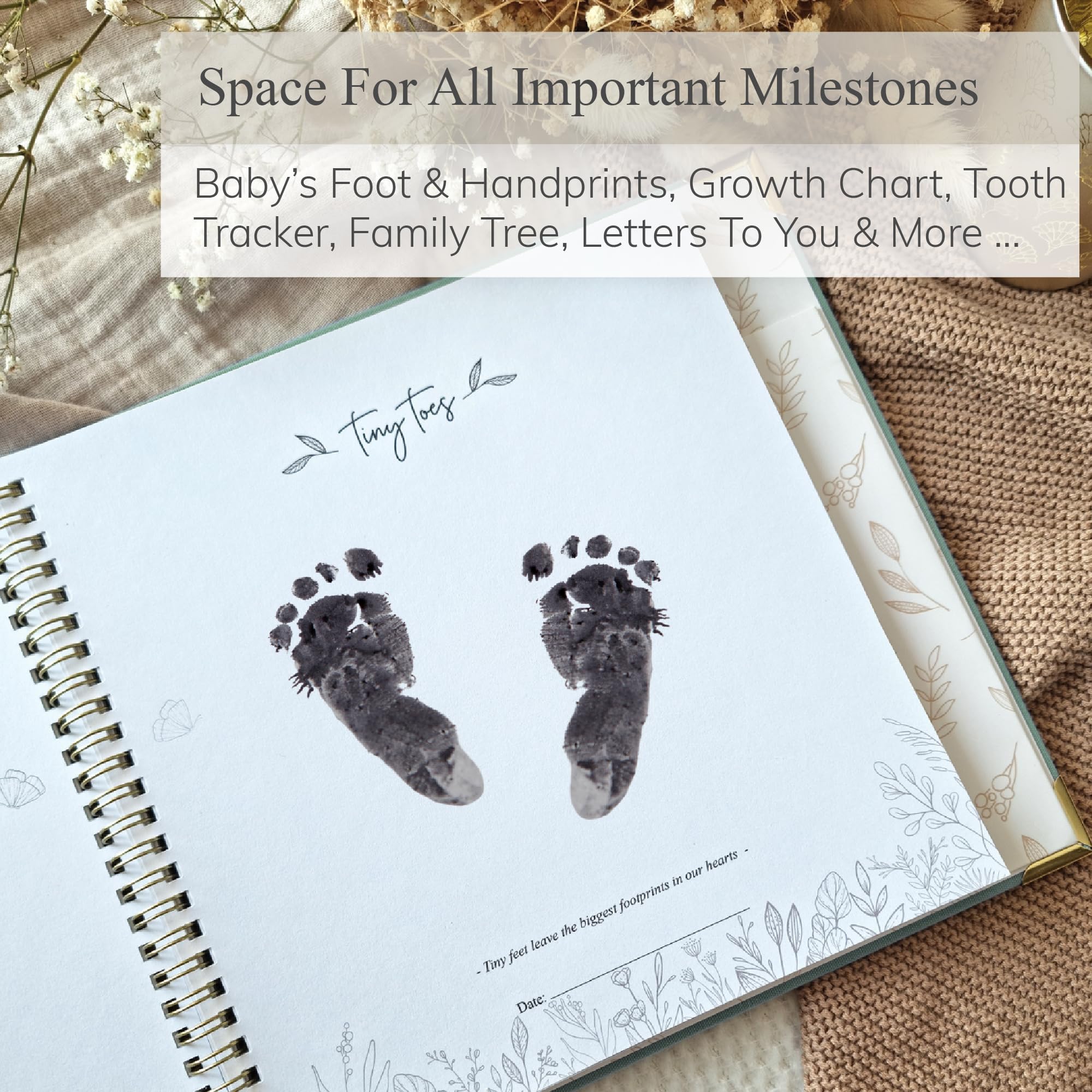 Książka dla niemowląt, pamiątka, ponadczasowa książka pamięci, pierwsze 5 lat, na baby shower, neutralny płeć, album do scrapbookingu, prezent dla nowej mamy, pamiętnik, od urodzenia do 5 lat, leśna