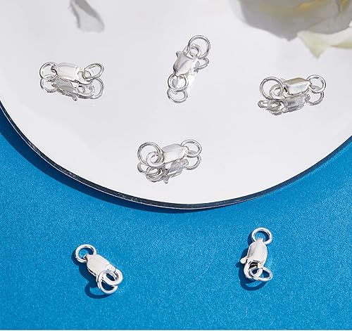 Miniatura 4 de Beebeecraft 6 cierres de pinza de langosta de plata de ley 925, cierre de joyería con anillos de salto para hacer pulseras, collares, joyas, 0.315