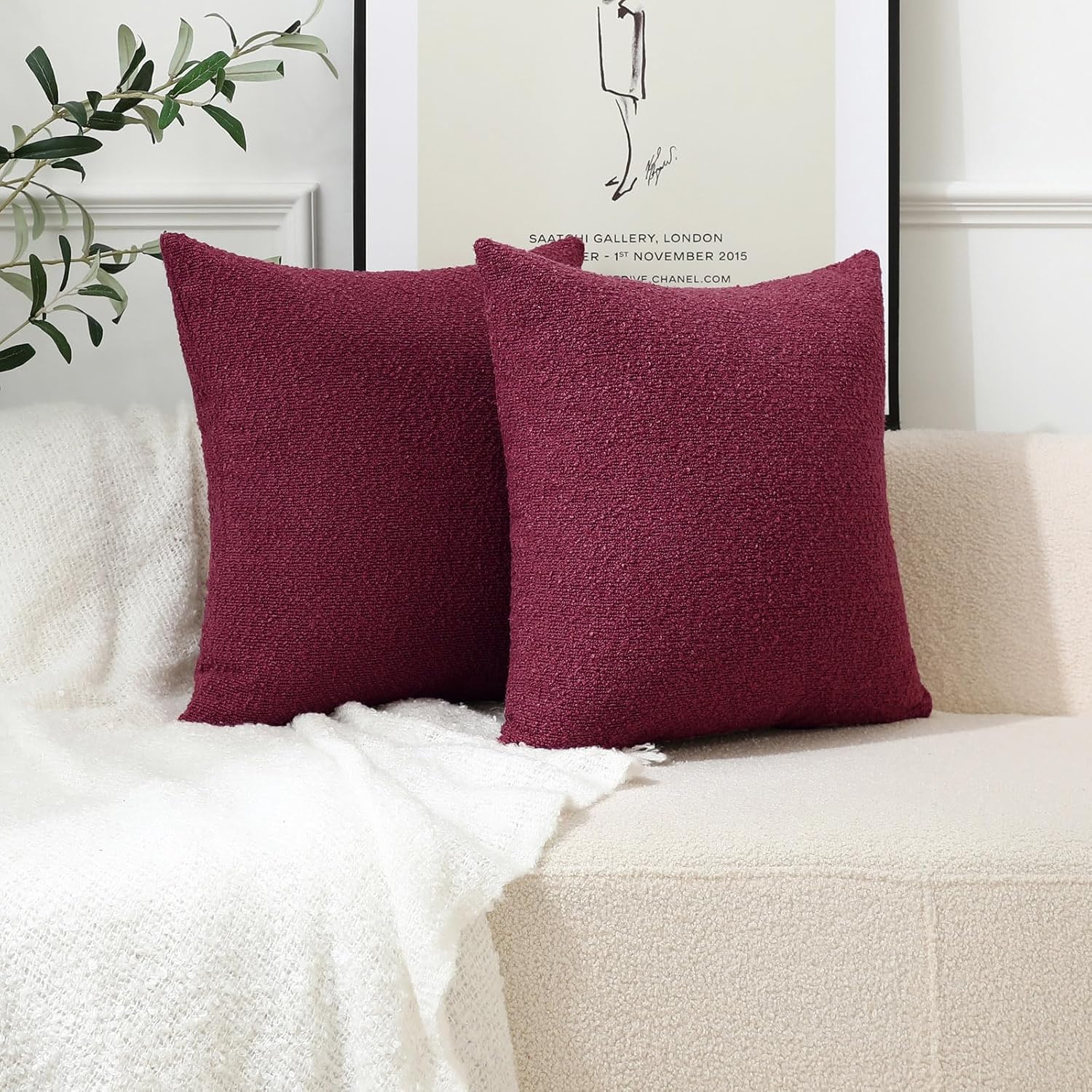 Qanatmz Burgundy Red Luxury Decorative Throw Pillow Cover