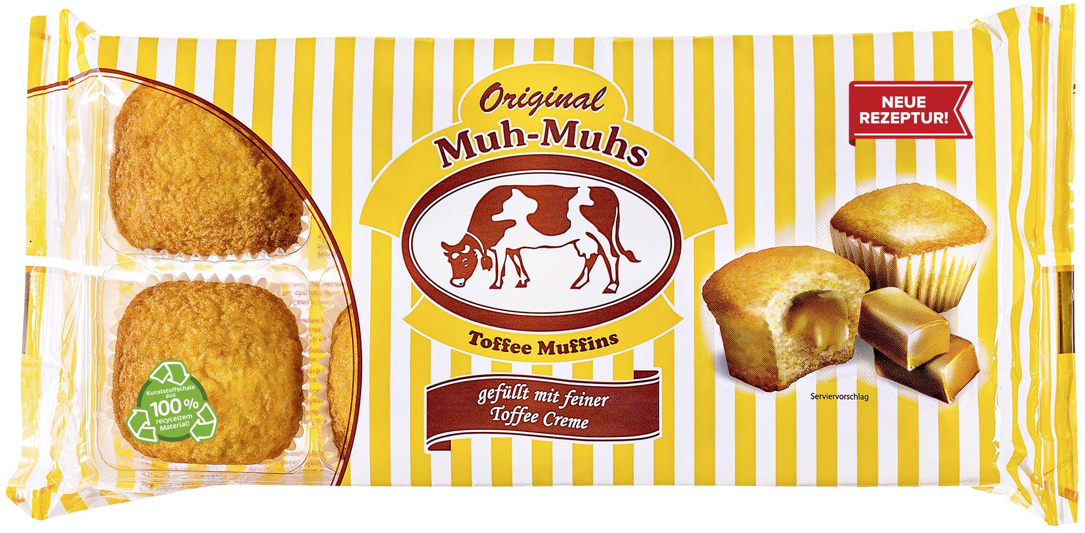 Muh-Muhs Original toffees Tartas pequeñas, 8 Magdalenas con Toffee - Crema de Relleno, 280 g