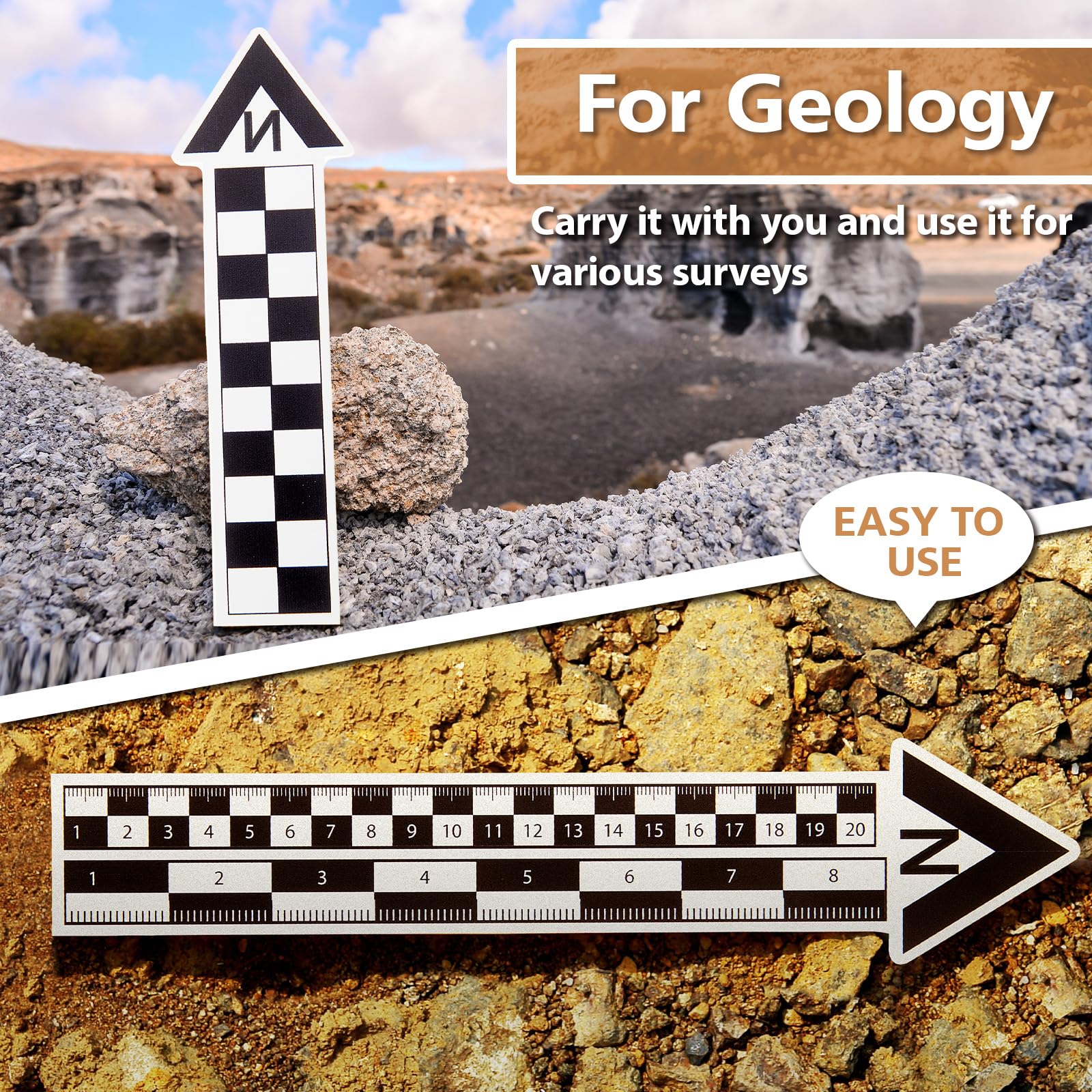 Maitys Archäologischer Nordpfeil und Skala-Set, Geologiefotografie, professionelles Messskala-Lineal mit Etui, archäologische Ausgrabung, Foto-Referenzlineal für Artefakt-Dokumentation, 12 Stück