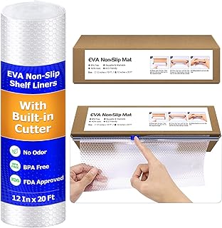 GEEBOBO Shelf Liner for Kitchen Cabinets, Refrigerator Liners for Kitchen Non-Adhesive, Non-Slip Washable Clear Drawer Lin...