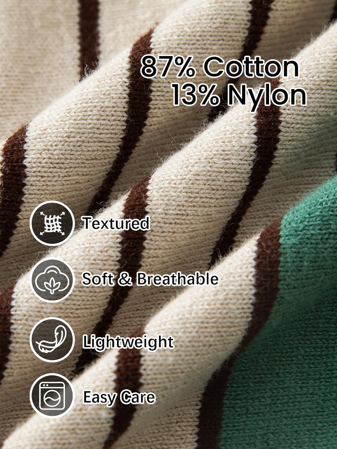 Les umes Men's Knit Polo Shirts Short Sleeve Button Down Shirts Striped Summer Beach Casual Shirt - Image 6