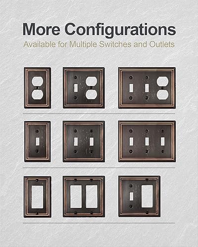 Miniatura 7 de ZILLSEA Placa de pared con triple interruptor de palanca, cubierta decorativa para interruptor de luz de bronce envejecido, cubierta de placa de