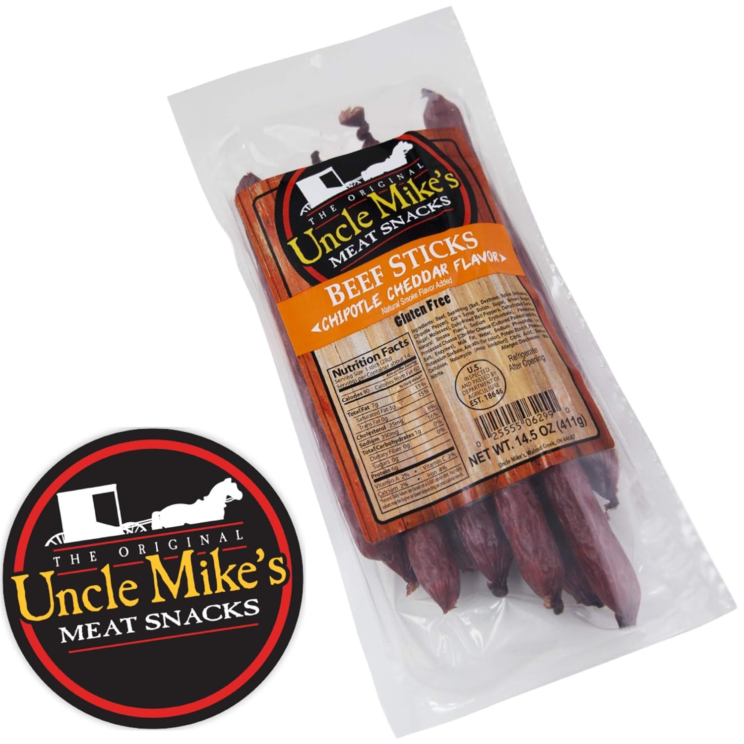 Uncle Mike's Meat Sticks Beef and Cheddar Cheese Sticks