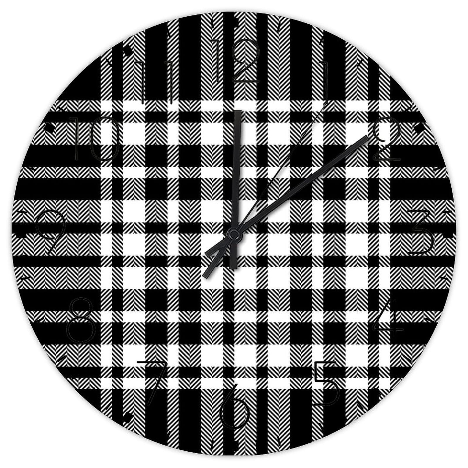Horloge murale ronde en bois pour salon cosy au style carreaux de buffle