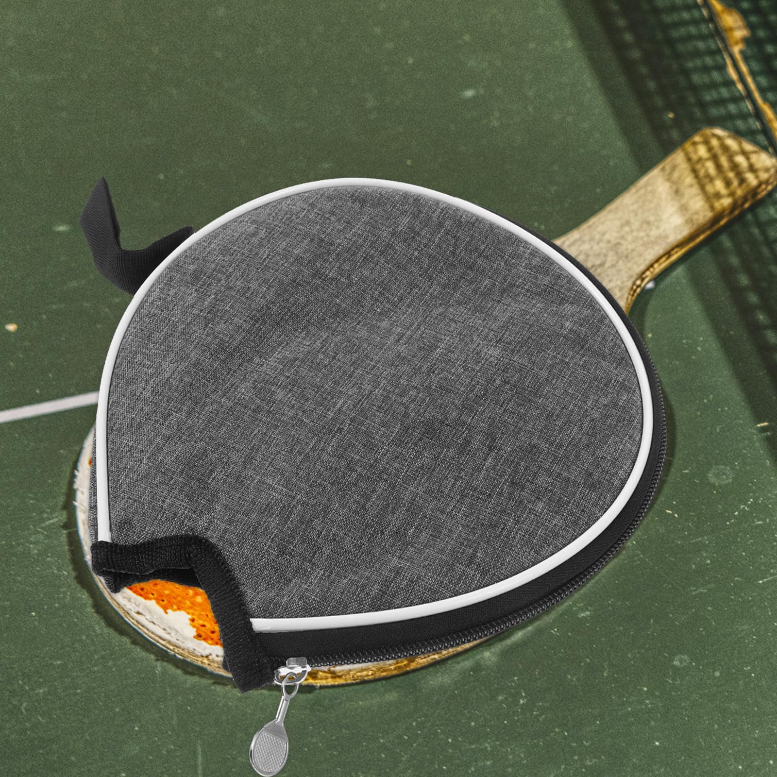 Toyvian Funda para Pala de Tenis de Mesa Semicírculo Gris Bolsa Almacenamiento Raqueta y Balones
