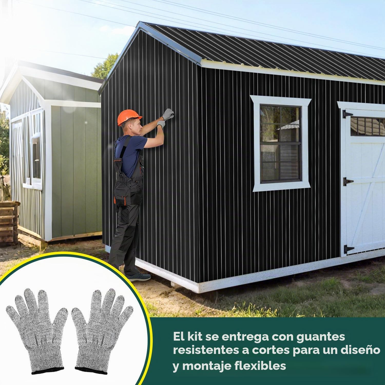 36X Chapa trapezoidal 129×46cm –21m², láminas de chapa ondulada para techo 0,25mm, chapa de techo galvanizada de acero para cobertizo, carport, invernadero – Guantes de protección contra