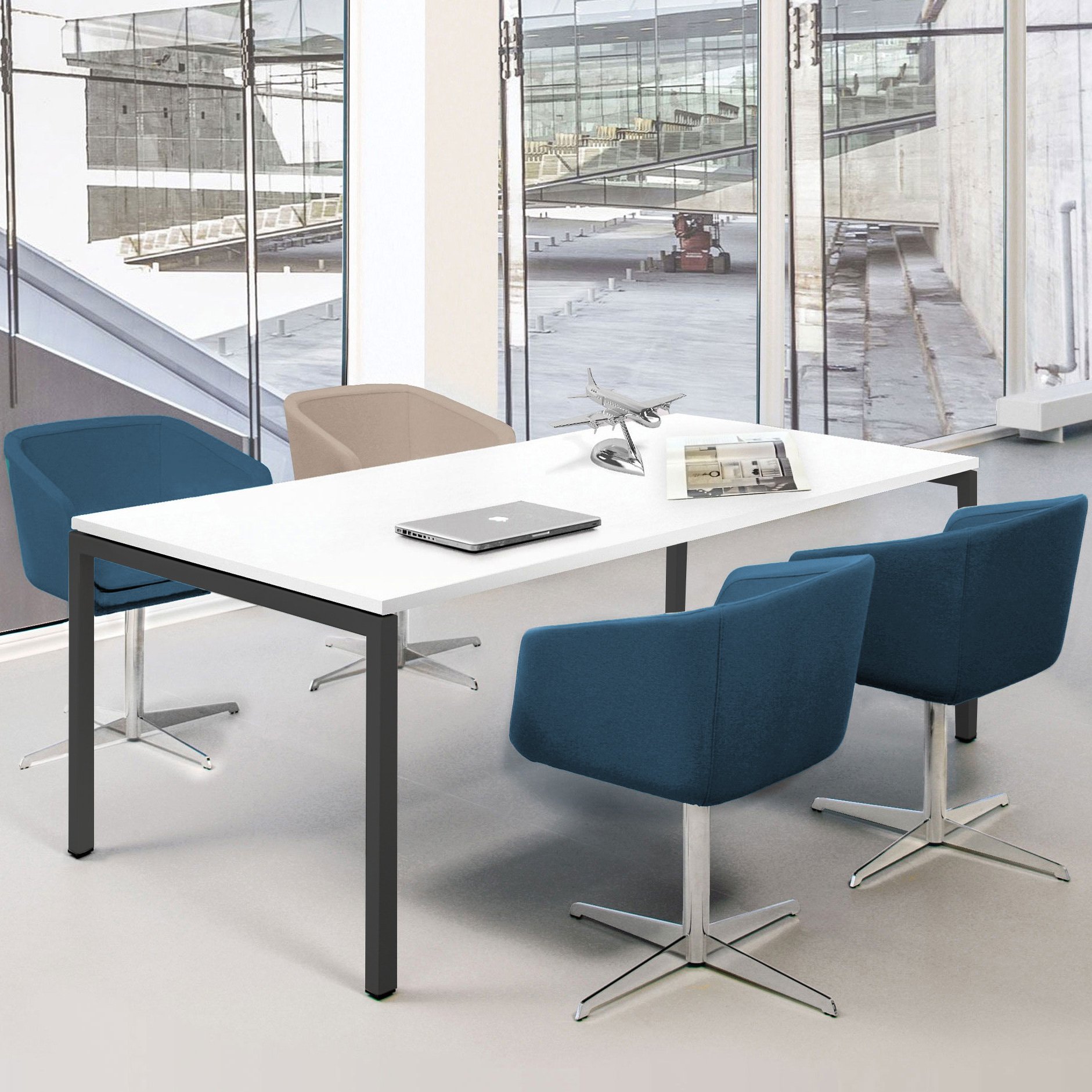 Weber Büroleben GmbH Tavolo da riunione professionale, 180 x 80 cm, NOVA U 4 – 6 Pers. Tavolo da conferenza, colore struttura: antracite