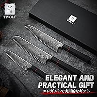 Vista 6 de TIVOLI Damascus Knife Set 3PCS, Japanese Kitchen Knife With VG10，Ultra Sharp Cooking Knife Set With Octagonal Handle，Professional Chef Knives Set