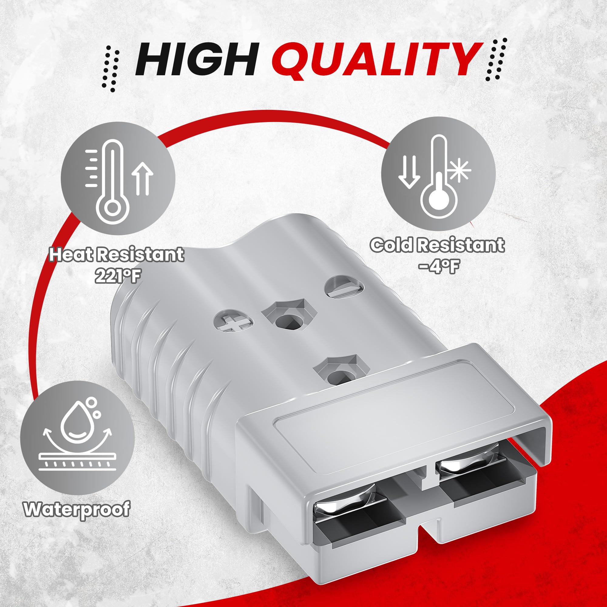 Kit di connettori per batteria a connessione rapida da 350 A, spina senza genere per cavo 2/0 AWG, confezione da 2 custodie rosse, adatto per auto, rimorchi, verricelli, carrelli elevatori