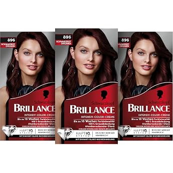 Brillance Intensive Colour Cream Hair Colour 896 Black Red Organdi Level 3 Pack of 3 3 x 160 ml