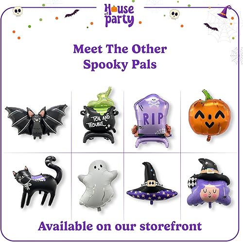 Miniatura 9 de HOUSE OF PARTY Kit de globos de calabaza de murciélago de Halloween, globo de papel de aluminio, decoraciones de calabaza de Halloween, globos jumbo