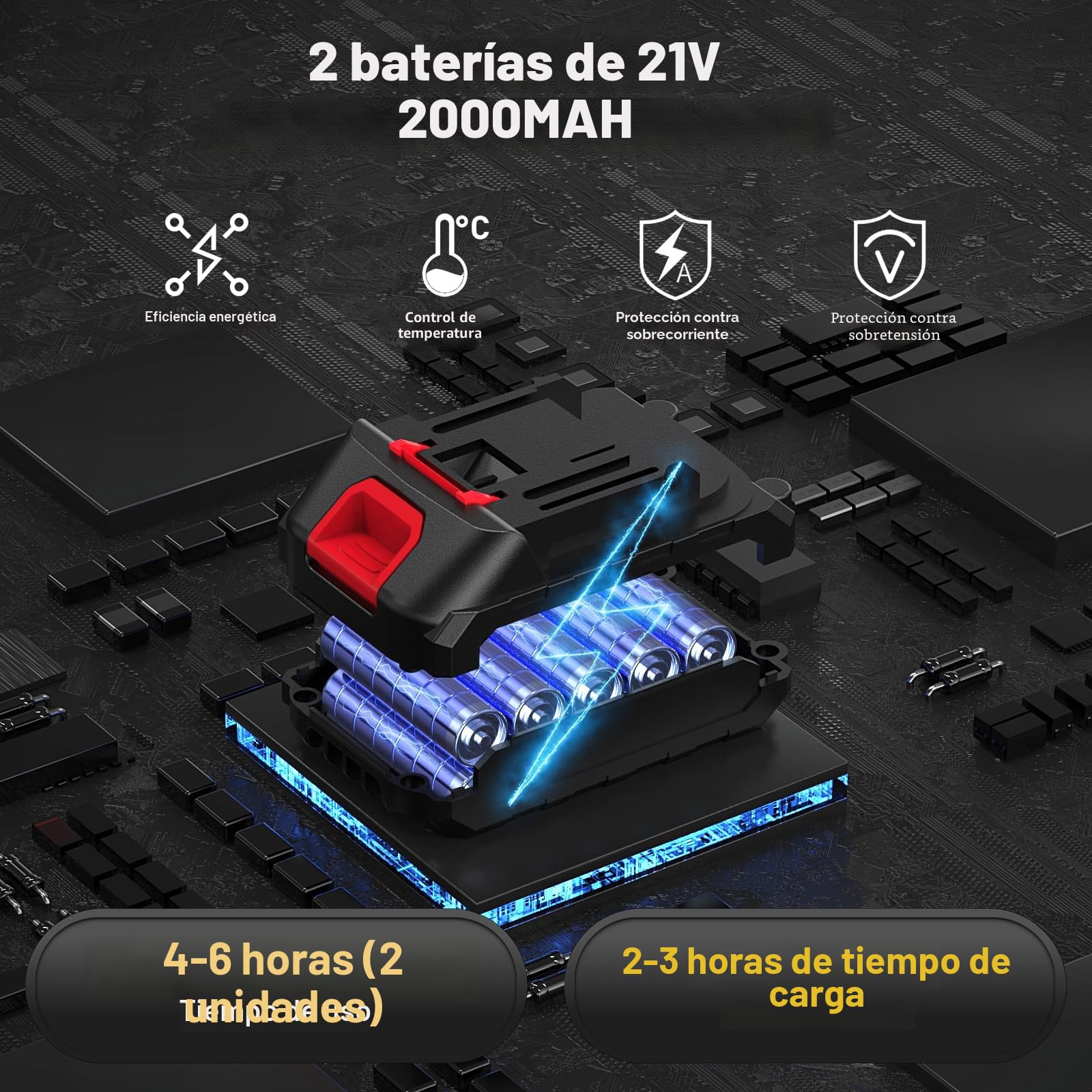 Tijeras de Podar Electricas, Con Mástil Telescópico de 200cm, Apertura de 50mm, 2 * 2000mAh Batería Tamaños de Apertura con Monitor Tijeras de Podar con 1000W Motor Brushless para Jardinería,Frutales