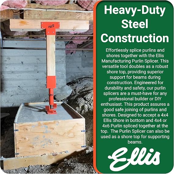 Ellis Manufacturing Company Purlin Splicer - Smooth Connection for Purlins and Shores - Ideal for Building Temporary Supports - 4x4