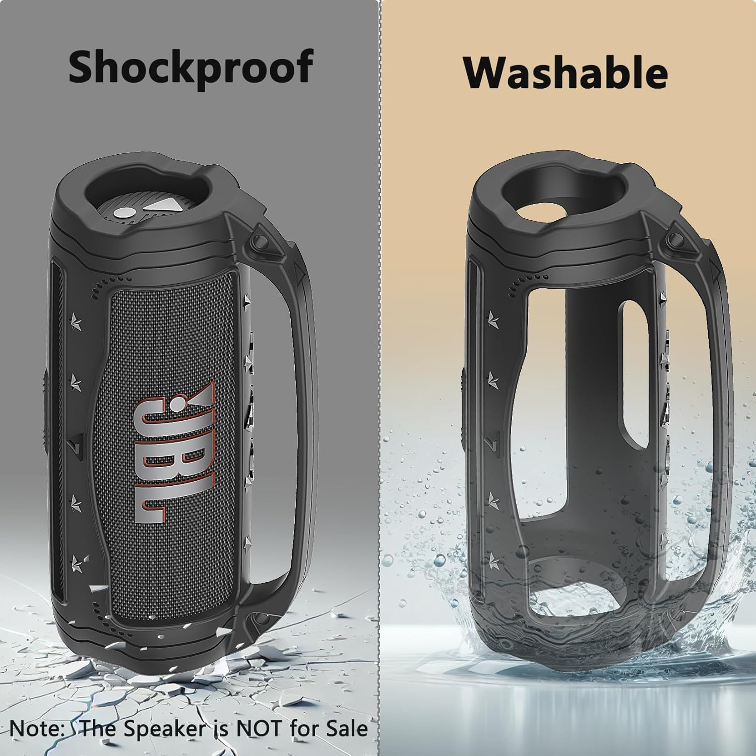 Silicone Cover Case for JBL Flip 7 Portable Bluetooth Speaker Accessories, Flip 7 Speaker Protective Case with Silicone Handle and Shoulder Strap (Black) - Image 5