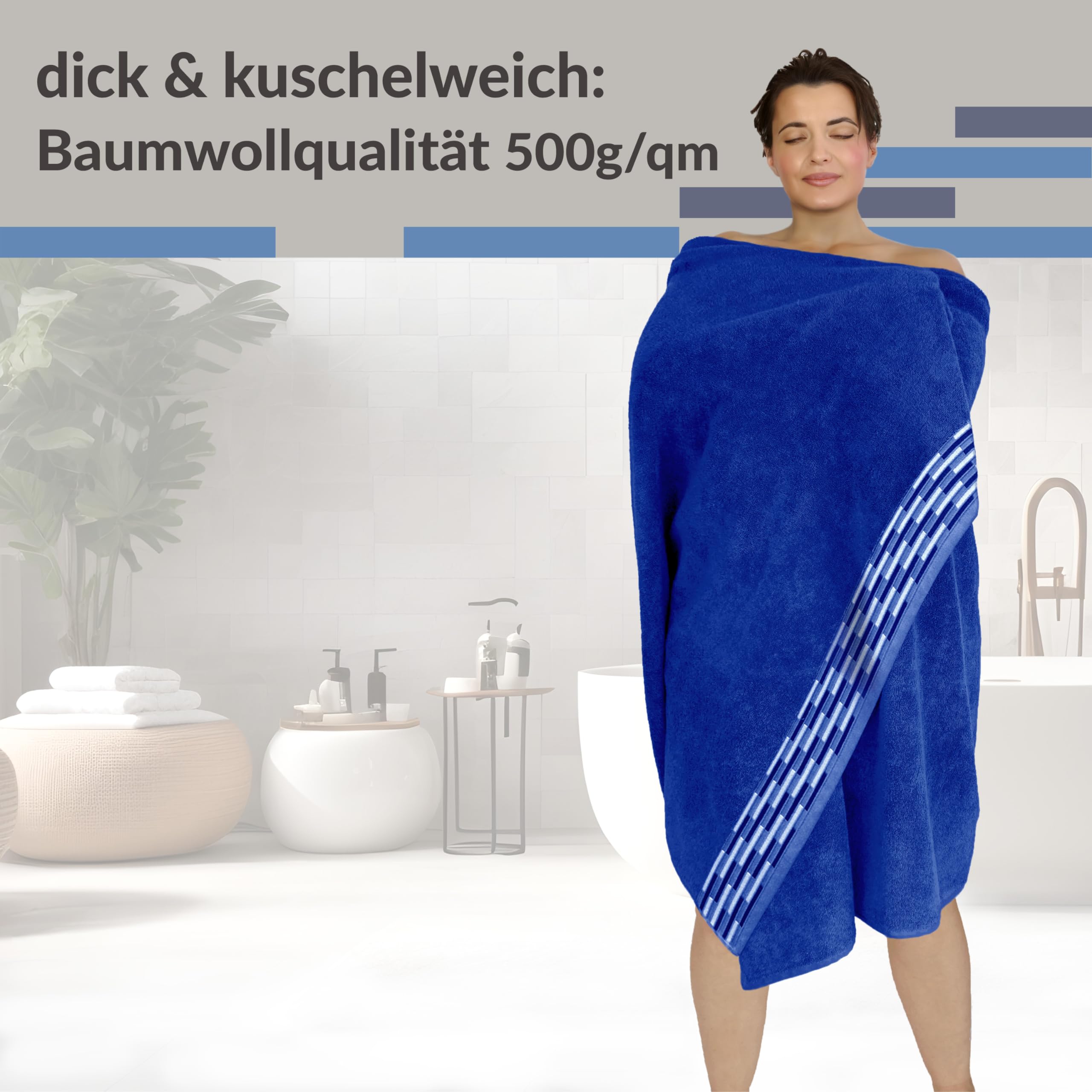 Lashuma Toalla Sauna Hombre Lugano, Toalla Azul – Real Ducha, Toalla Playa 100x200 cm