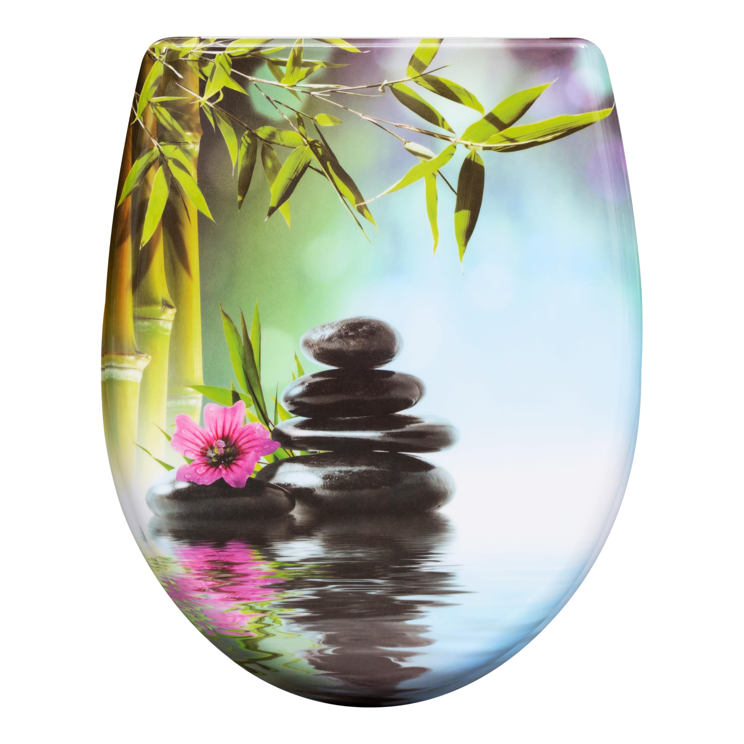 WOLTU O-Shape Soft-Close Toilet Seat with Quick-Release Function and Decorative Motif, Top or Bottom Mounting, 175kg Load Capacity
