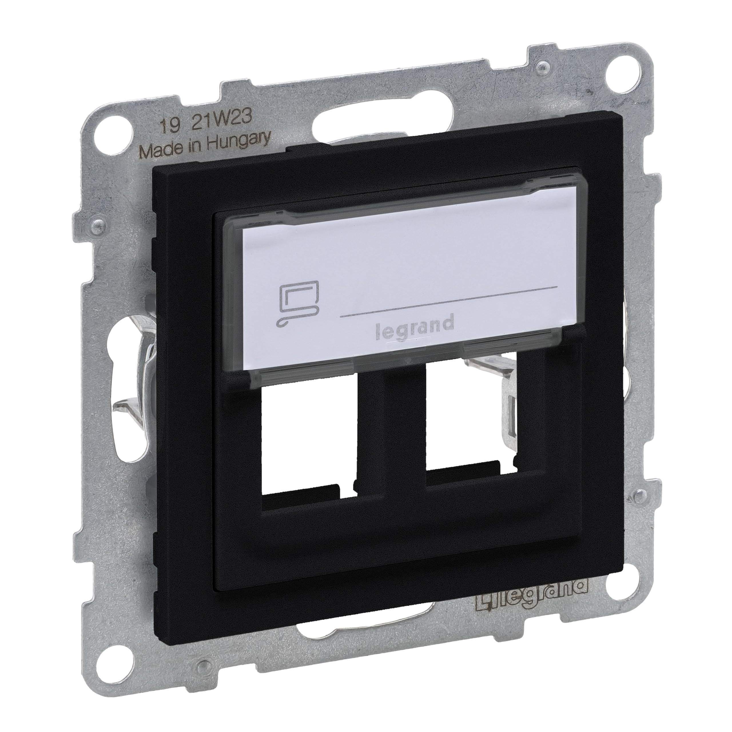 LEGRAND, SEANO 765802 2-Way Key Stone Adapter for Snap-on Key Stone Data Sockets, Key Stone Module, Colour: Black Lacquered