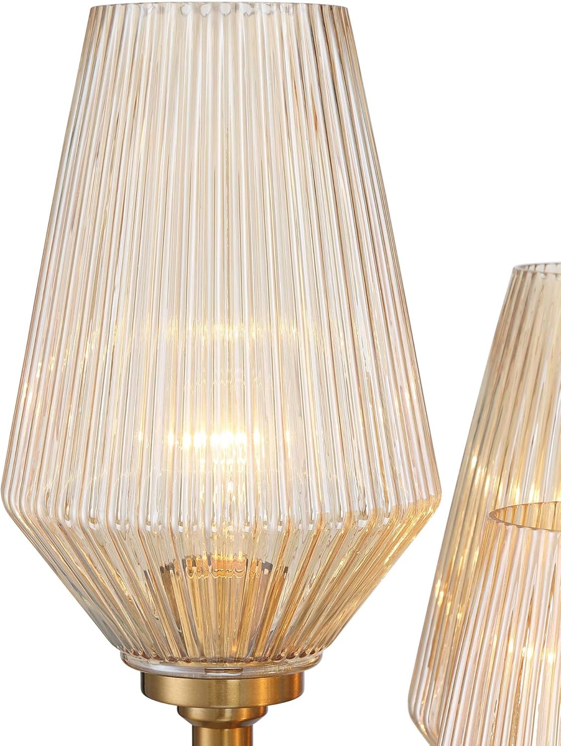 Possini Euro Design Axiom Modern Console Table Lamp 39" Tall Brass Gold Black Metal Champagne Ribbed Glass Shade for Bedroom Living Room House Home Bedside Nightstand Office Entryway Kids Family