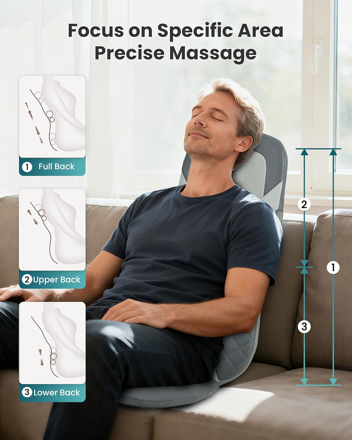 Snailax Shiatsu Back Massager with Heat,Full Back Massager for Pain Relief Deep Tissue,Longer Massage Chair Pad,Back Kneading Shiatsu or Rolling Massage for Chair