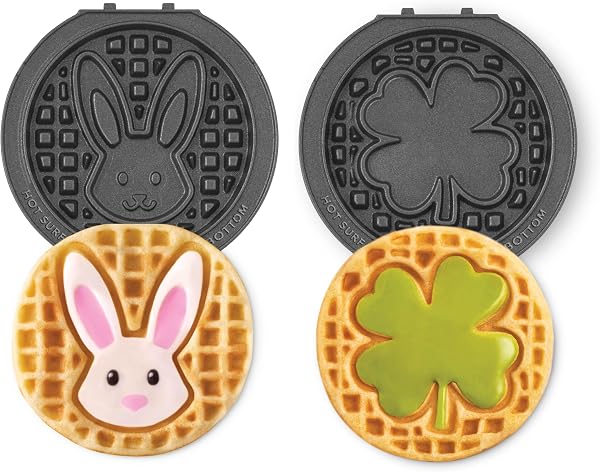 Dash MultiMaker® Mini System Removable Plate Set - Nonstick Replacement Plates for Fun-Shaped Waffle Breakfast - Waffle