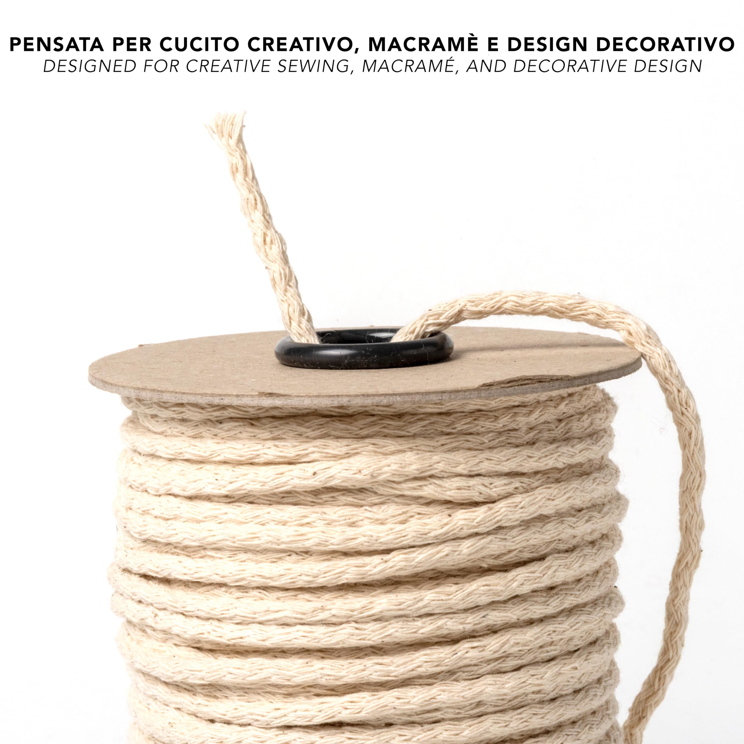 IPEA Hilo de Macramé de Algodón Natural – 4 mm x 100 Metros – Rollo Súper Largo – Cuerda de Macramé