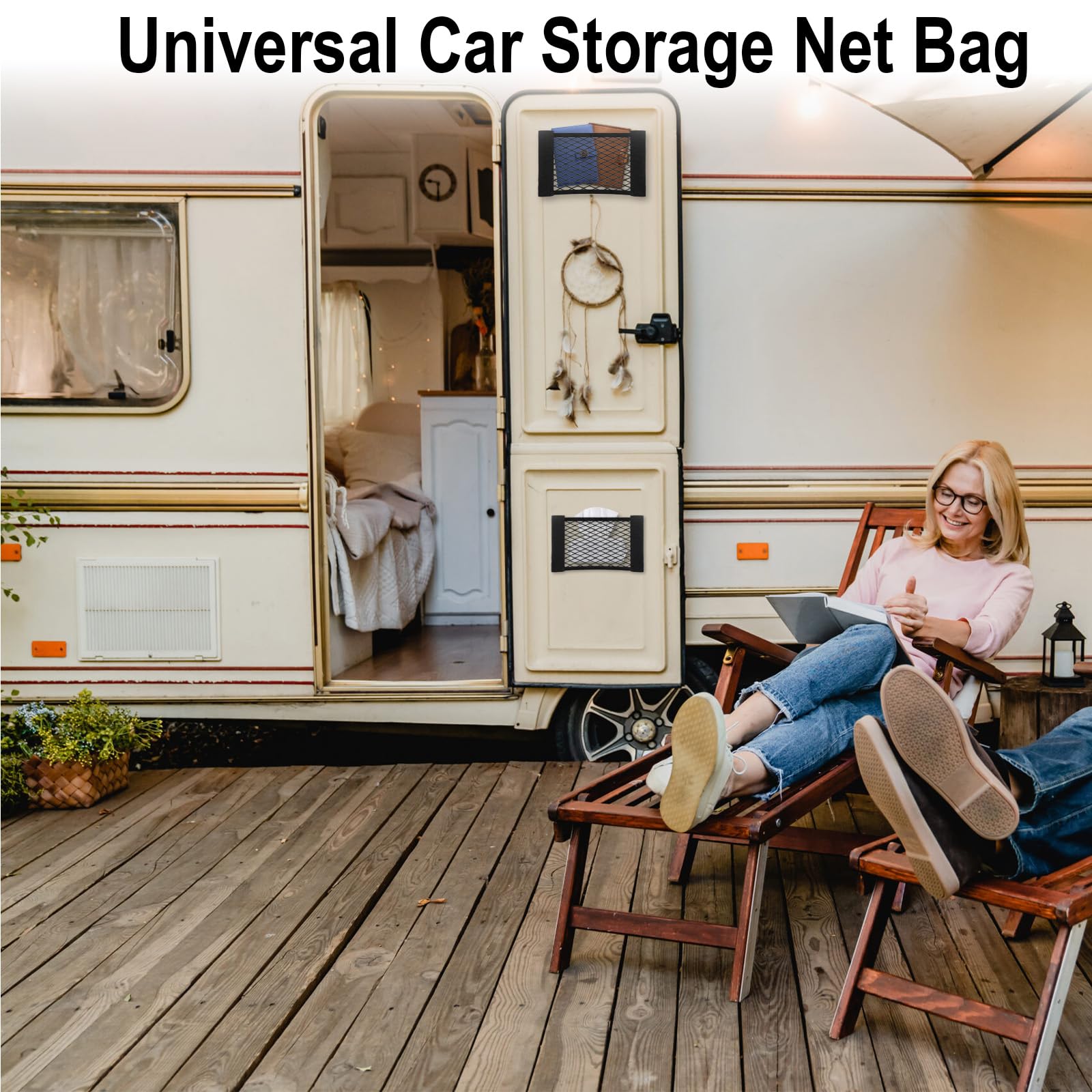 4 Stück Gepäck-Aufbewahrungsnetz, universelles Netz, Wohnmobil-Netz, Wandaufkleber, Organizer, elastisches Wohnmobil-Aufbewahrungsnetz, kleines Automobil-Gepäcknetz mit Klebeband-Aufklebern für