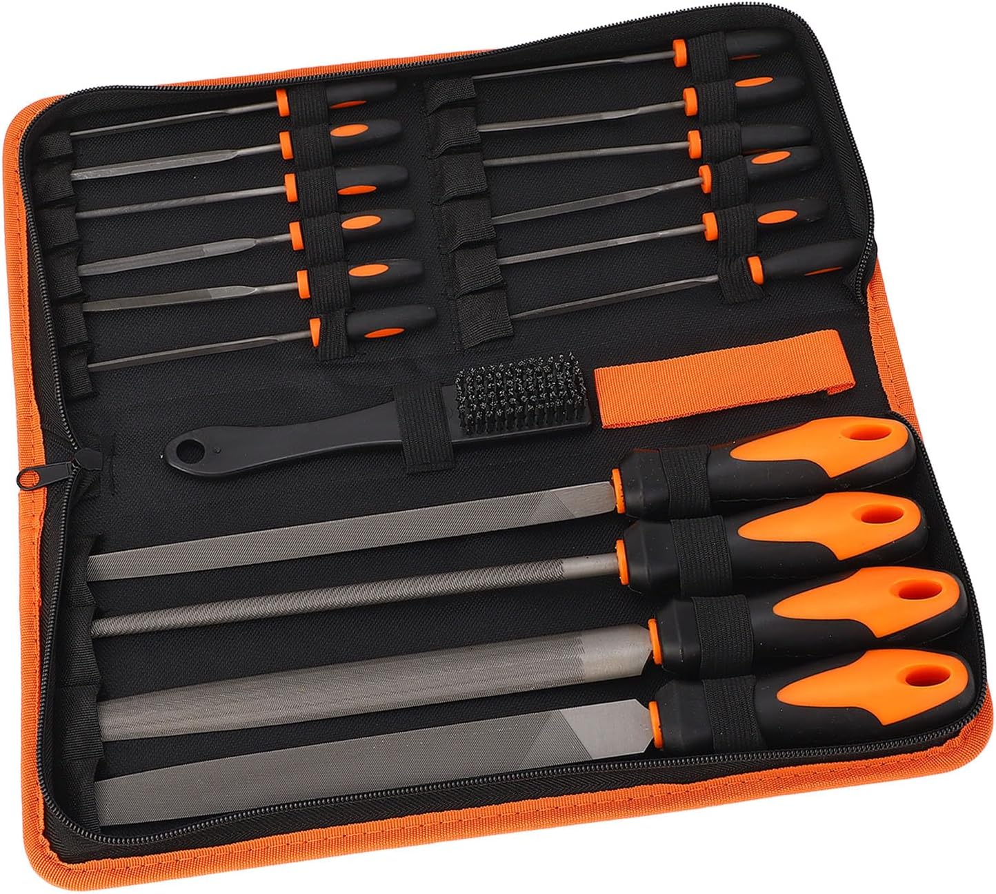 GIFTER Professional 18Pcs T12 Alloy Steel File Set with Soft Rubber Handle Includes Large Files Cleaning Brush and Portable Storage Case for Wood Metal More Grinding Projects