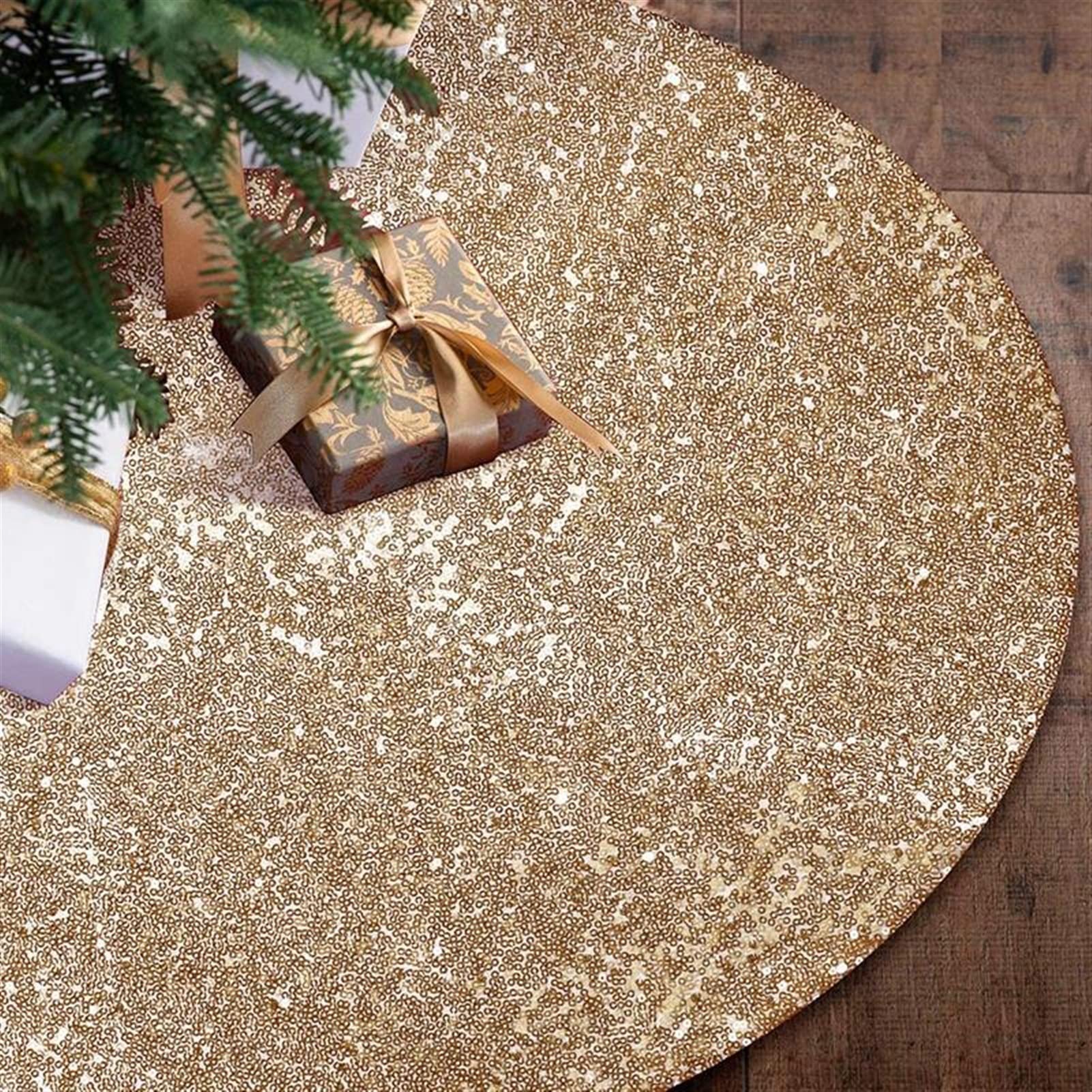 CAREG Sparkly Albero di Natale Gonne Gonne Albero Gonna Tessuto Tappeto Rotondo Rotondo Oro Paillettes Albero di Natale Tappetini Bella Fotografia Stuzzi dell'albero (Color : Style2)