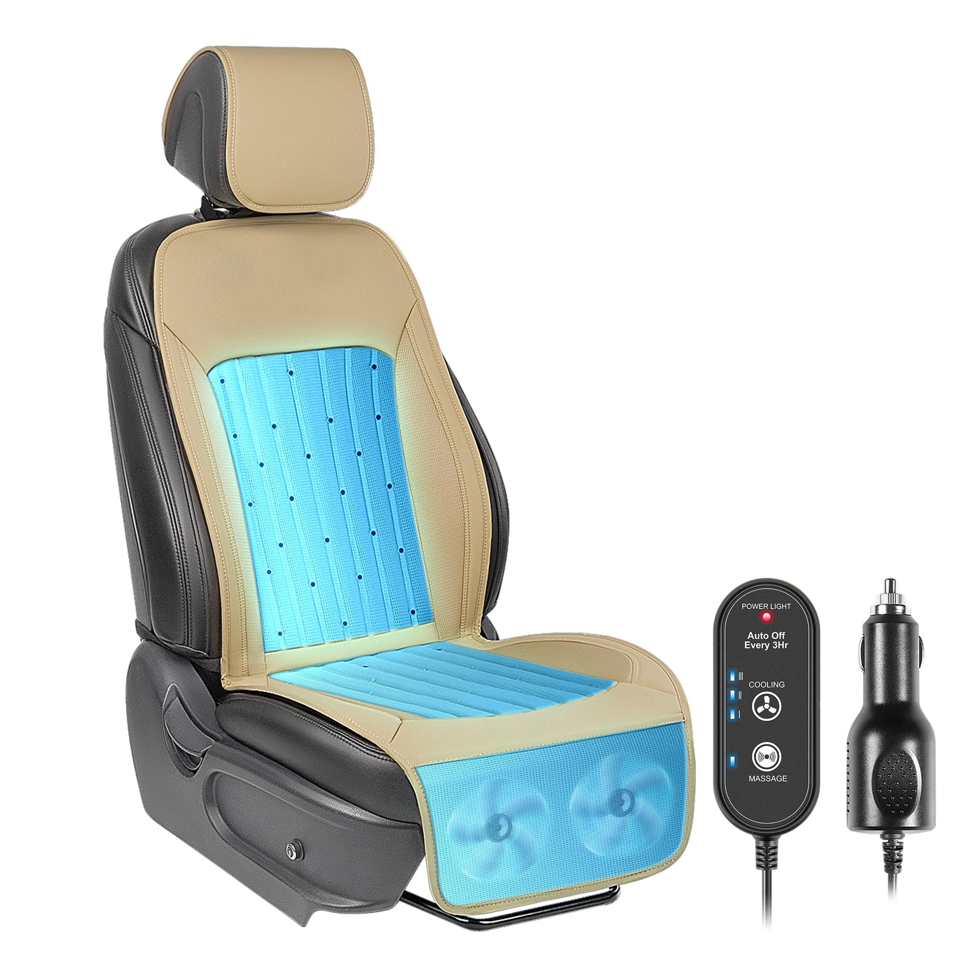 Photo 1 of Paffenery 2026 Upgraded Cooling Car Seat Cover Front Seat, 12V-24V Ventilated Cooling Car Seat Cushion, Cooled Seat Cover for Car SUV Truck Universal Fit, Cream Beige