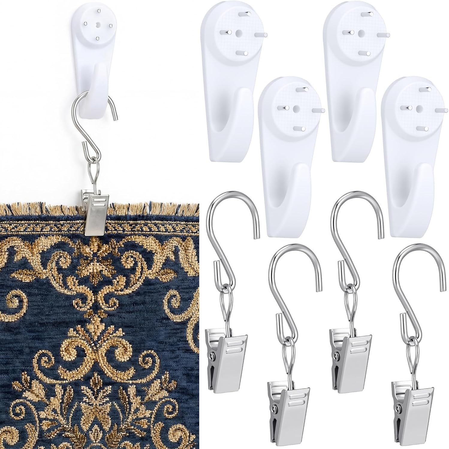 24 Sets 2" Large Tapestry Wall Hanger Clips, No Drill and Reusable