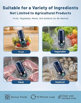 Produce Cleaner & Vegetable Cleaner with Oh-Ion Technology, Fruit and Vegetable Purifier Clean Washing Machine Capsule Shape Cleaner, Essential Kitchen Gadget (Blue, One Size)