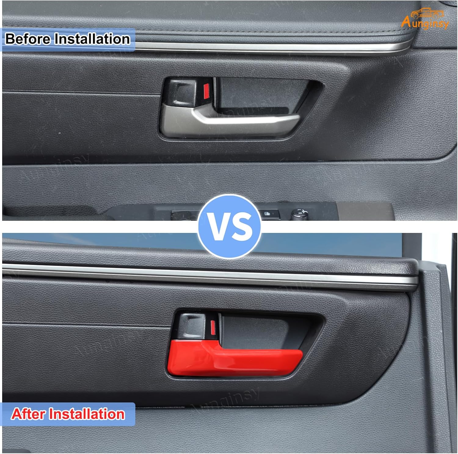Aunginsy Inner Door Handle Protector Cover Compatible with Toyota Tundra/Sequoia 2022-2025 Tacoma 2024+ & 4Runner 2025+ Car Front Rear Door Handle Panel Trim Frame Decorative ABS Interior Accessories