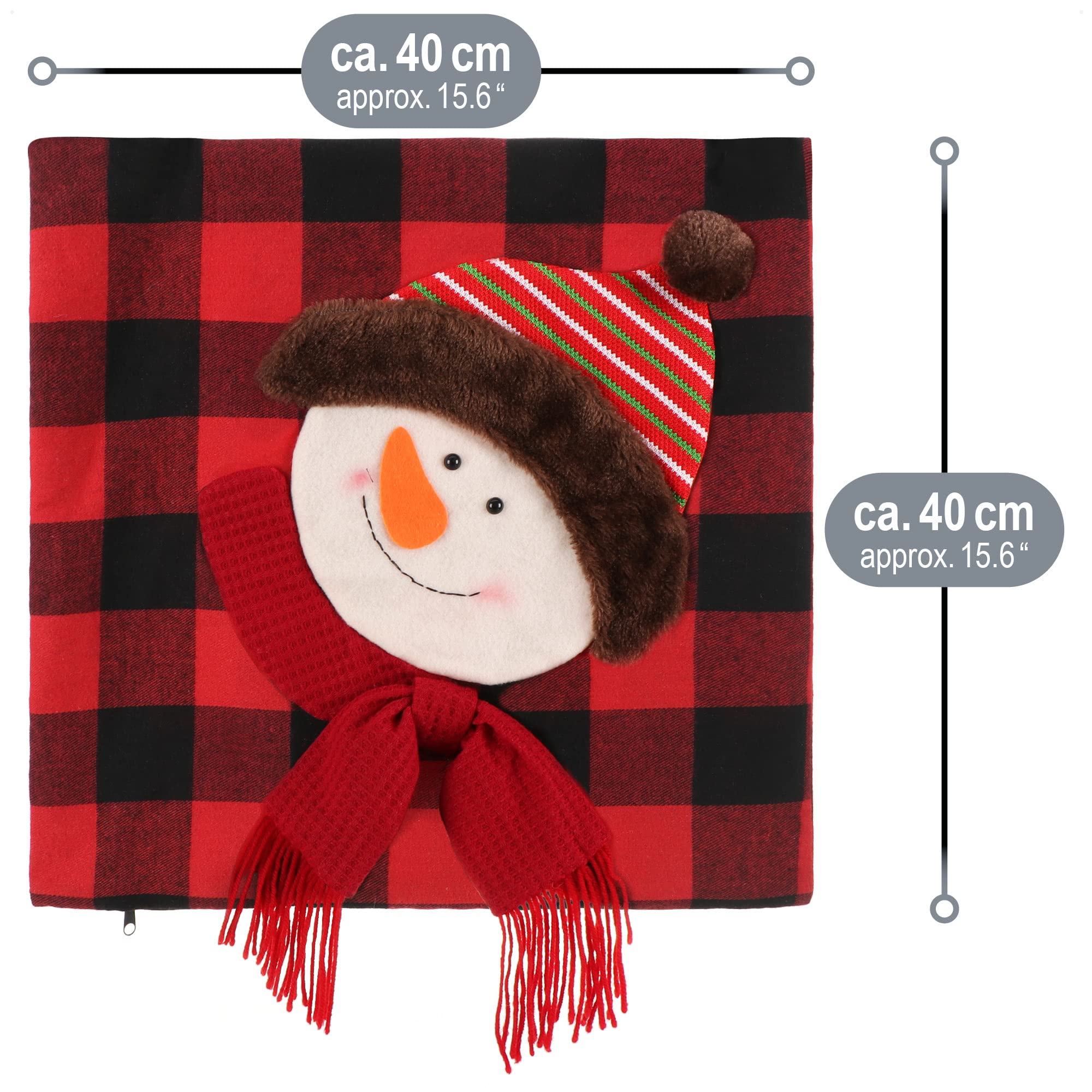 Com-four Weihnachts-Kissenbezüge 40x40 Cm - Set Mit 2 Motiven (Weihnachtsmann & Schneemann)