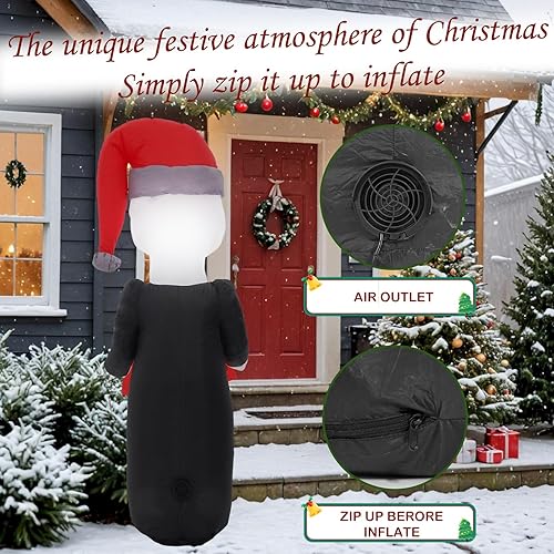 Vista 27 de Decoraciones inflables de Navidad de 10 pies, Papá Noel de Navidad con caramelo con luz LED para fiestas de Navidad en interiores, exteriores
