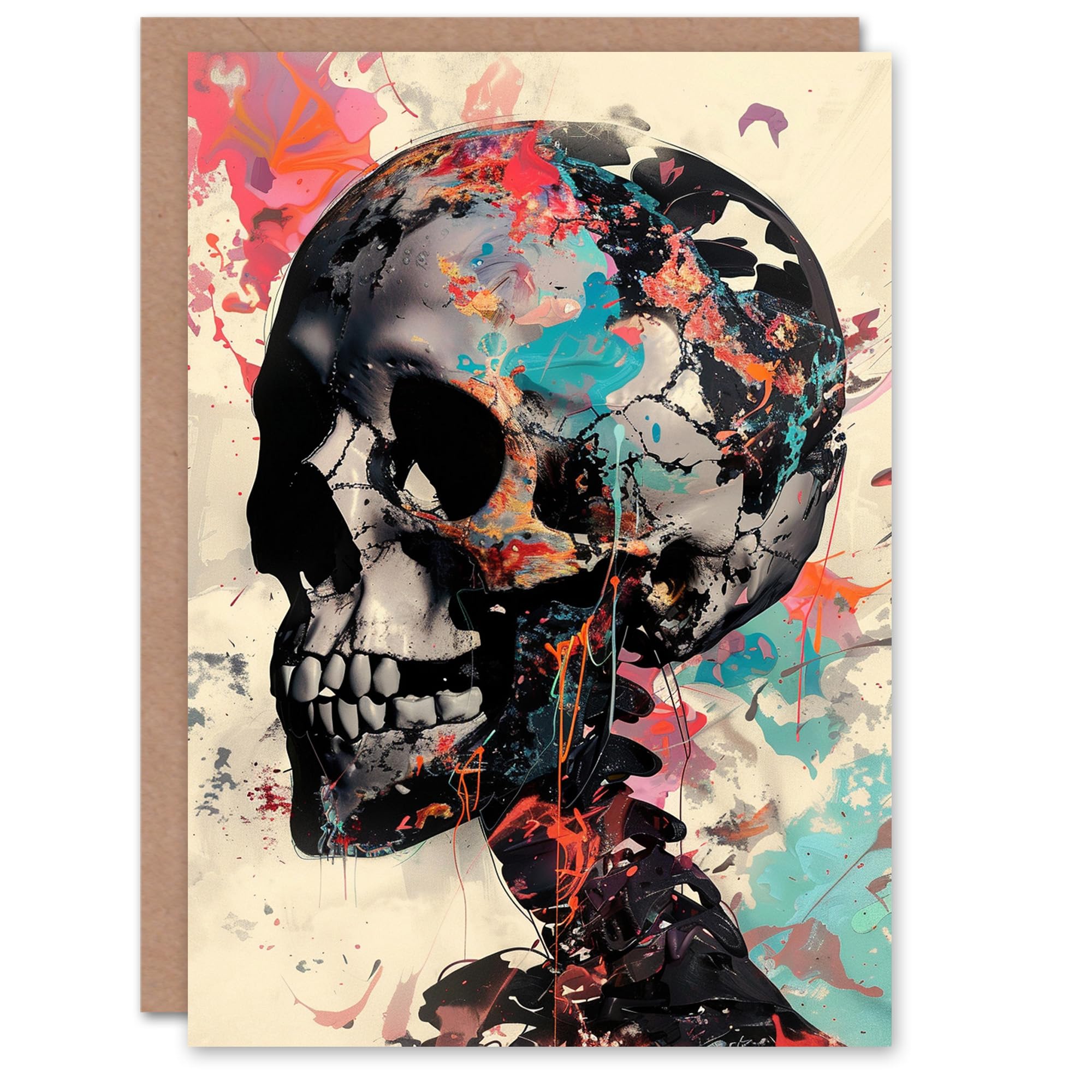 Artery8 Ai Kills Art Skeleton Paint Splatter Conceptual Blank For Him Or Her Art Birthday Card