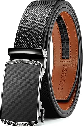 CHAOREN Men's Leather Ratchet Belt - 35mm Adjustable Fit