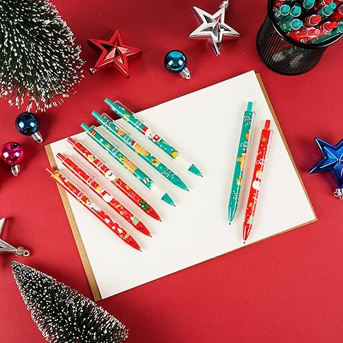 Miniatura 4 de 100 bolígrafos de Navidad a granel, bolígrafos retráctiles de Navidad, Papá Noel, muñeco de nieve, árbol de Navidad, bolígrafos de 0.020 in para