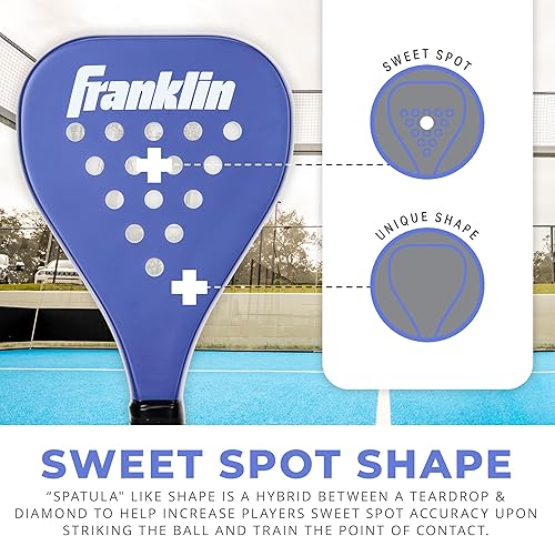 Miniatura 3 de Franklin Sports - Raqueta de Padel Sweet Spot - Raqueta de Pádel de Fibra de Vidrio con Núcleo de Espuma - 12.87 oz - Morado