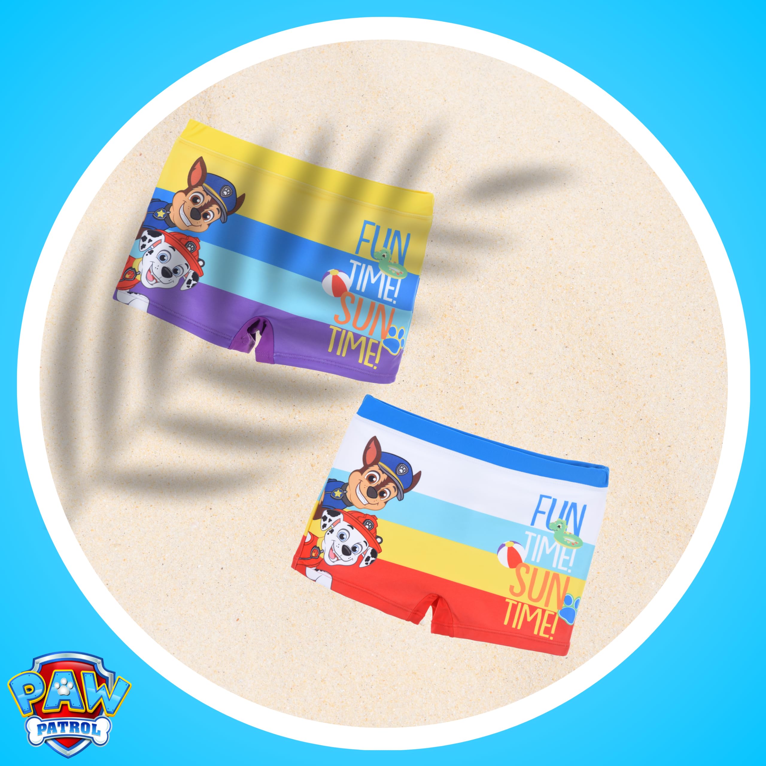 Paw Patrol Shorts de Bain Garçon, 2 Paires de Boxers de Bain, Maillot de Bain Chase et Marshall pour Garçon, Tailles 3 à 8 Ans
