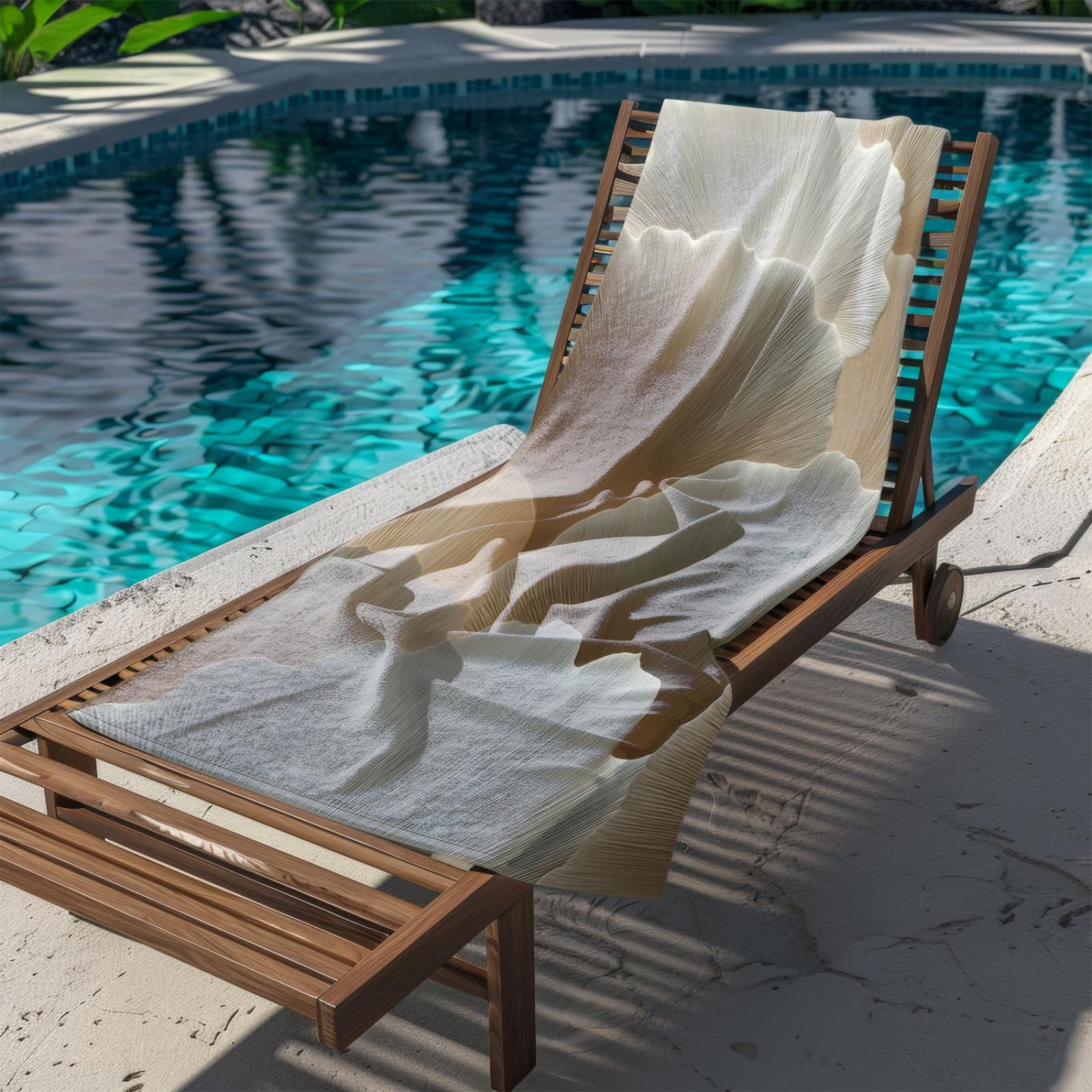 Générique Serviette de Plage 90X180 Modèle Blanc Marron Clair
