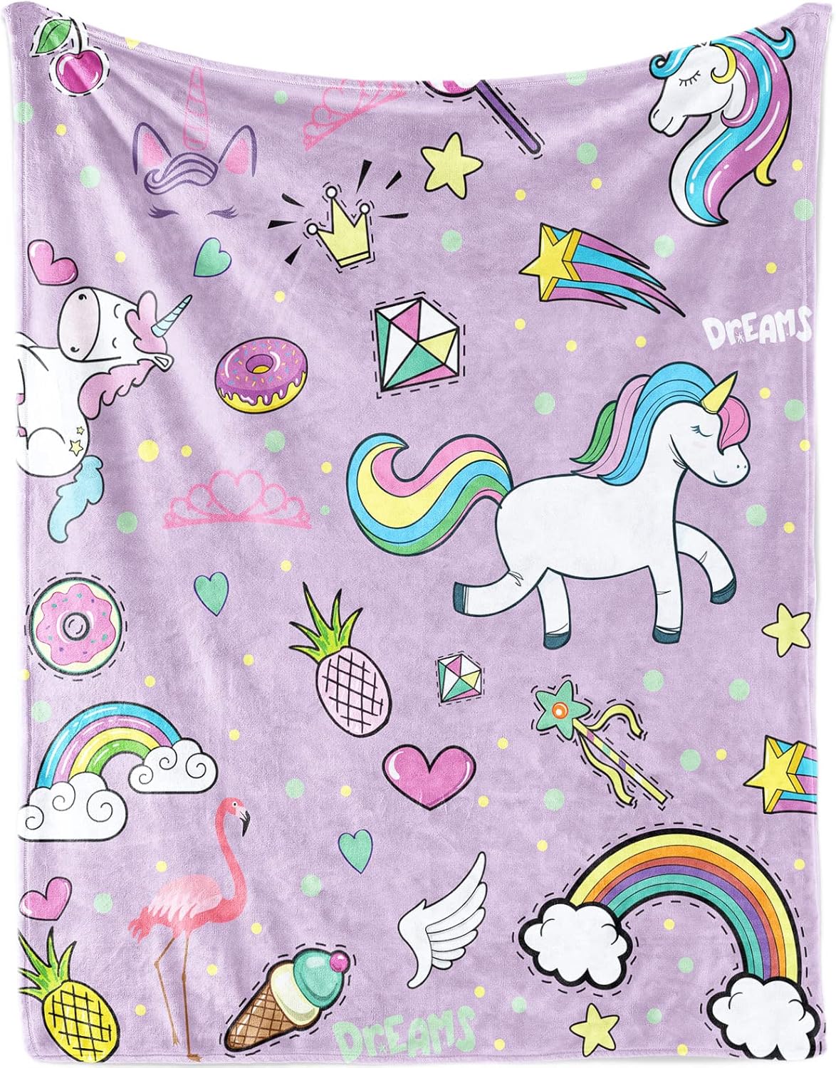 Unicorn Flannel Blanket for Baby, Kids Girls Blanket Throw for Bed Sofa