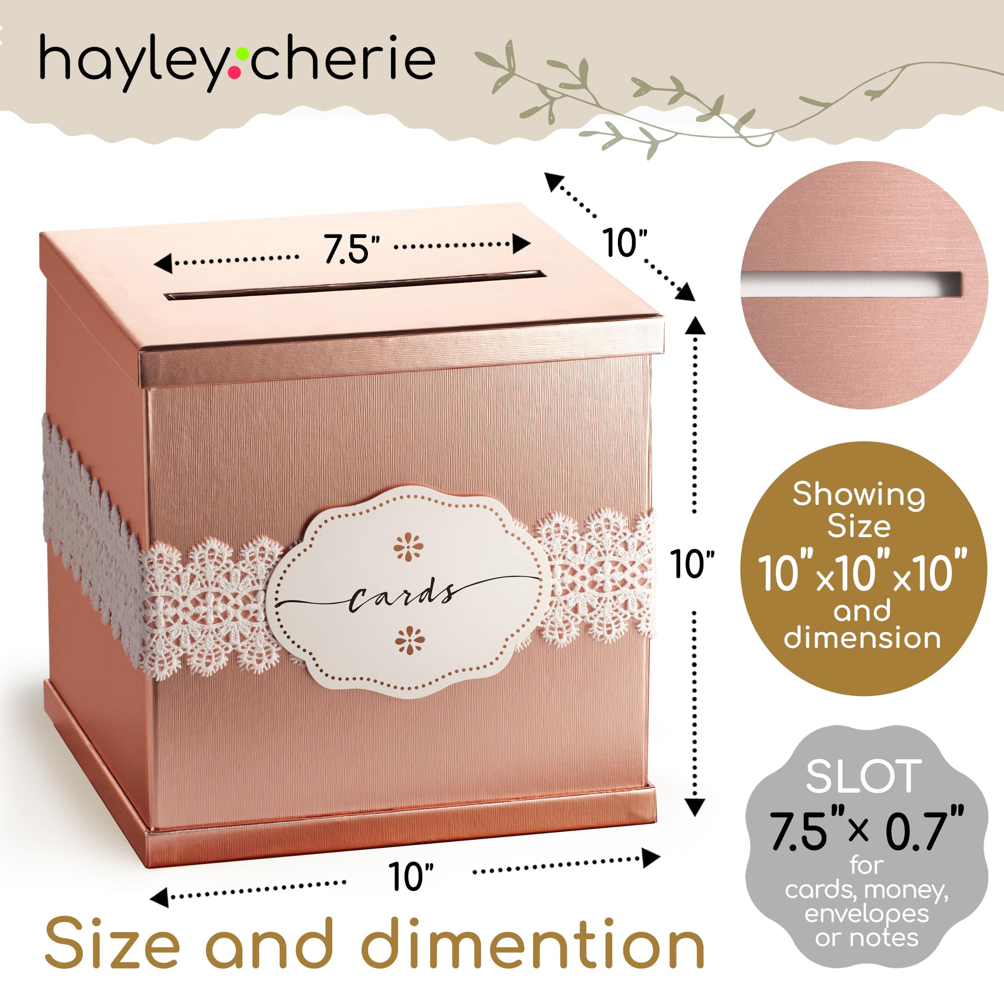 Regalo Boda Dinero Caja Regalo Bodas PartyDeco 24x24x24cm - Dorado Con  Ranura Para Dinero Y Tarjetas Decoración Boda Moderna, image size:2000x2000