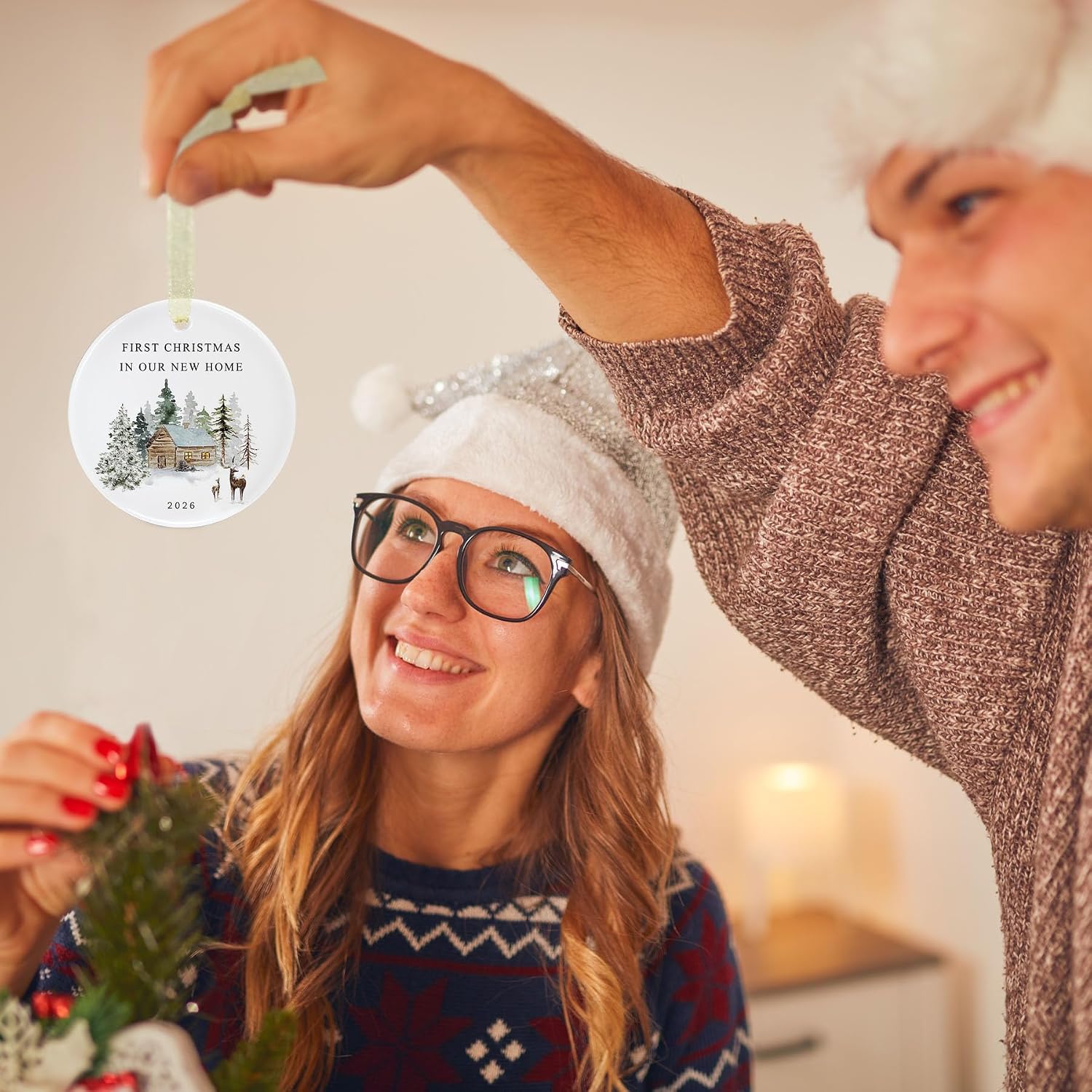 First Christmas in New Home Ornament 2026, Our House, Round Ceramic, 2.9 in image 2