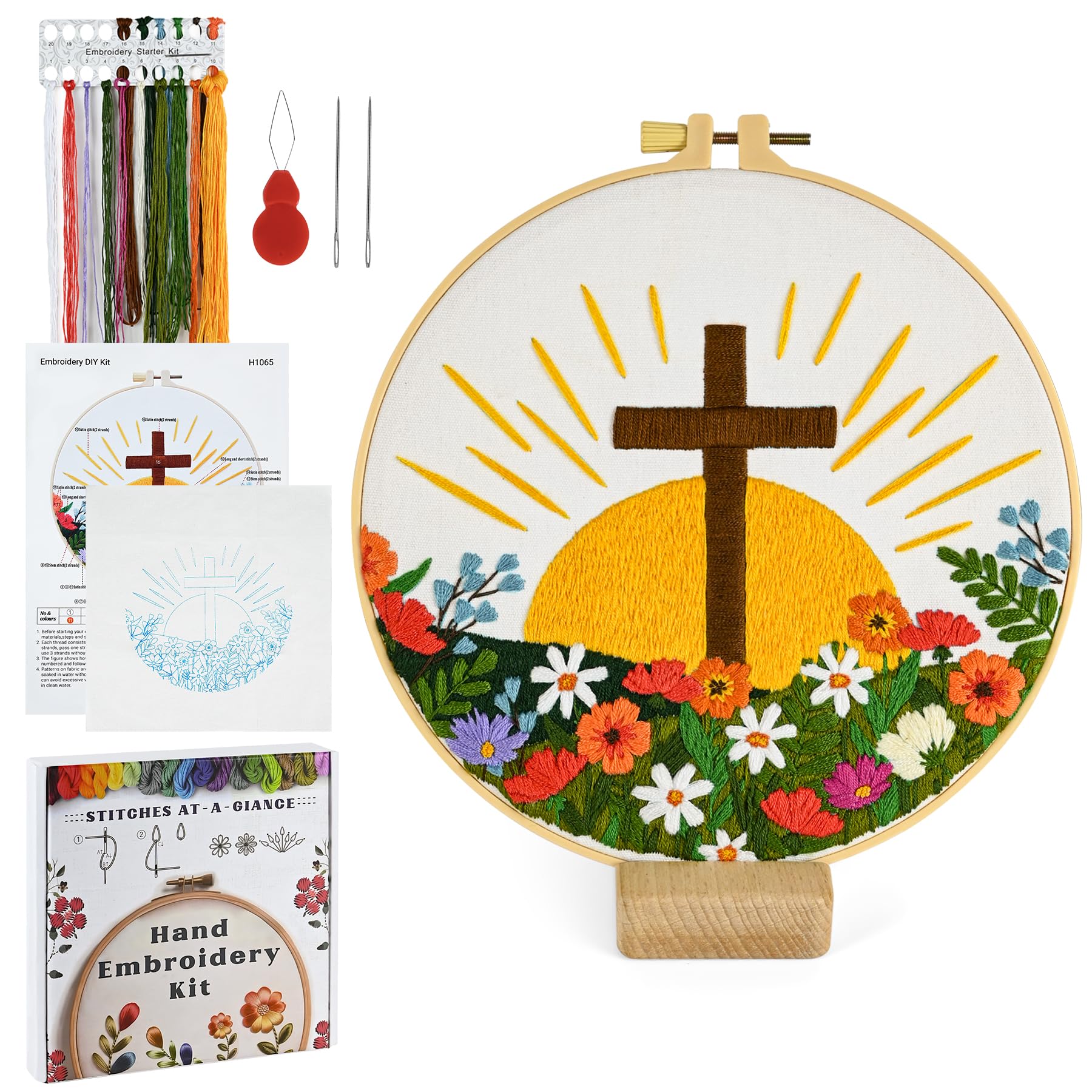 Beginner Embroidery Kit - Easter Cross Jesus Pattern -1