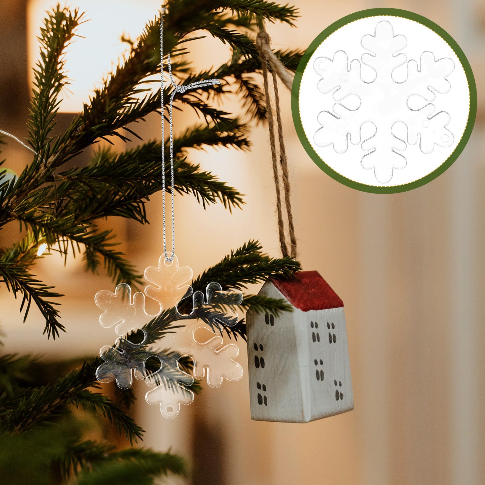 Toyvian 300 Stück Transparenter Acryl Schneeflocken Anhänger für